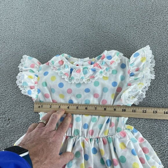Vintage Cuddle Teen Girls Ruffled Polka Dot Dress Size 5 With Lace 5397 - Picture 7 of 10